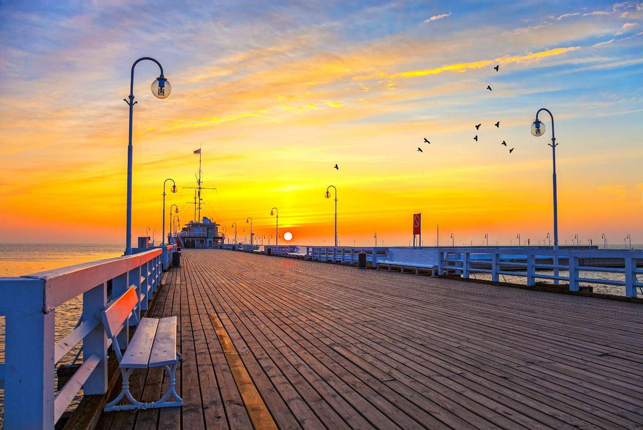 Zachód słońca na molo w Sopocie - iPuzzle foto puzzle